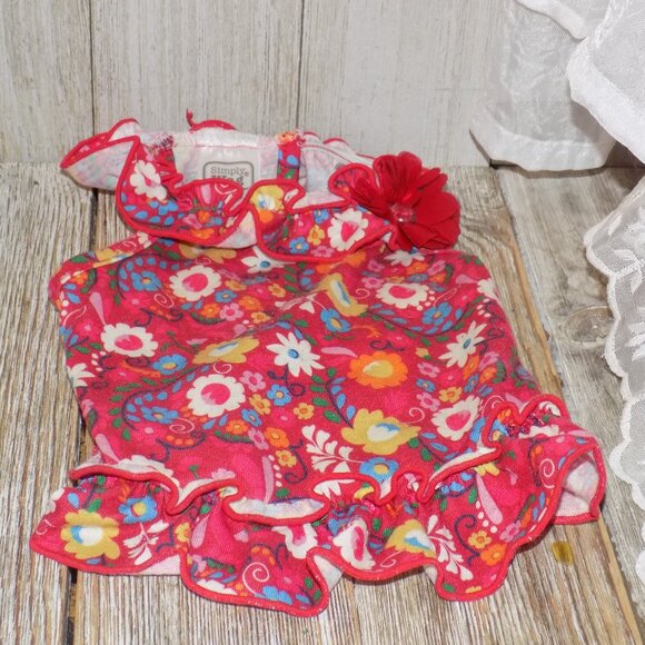 Simply Wag DOG PUPPY Floral Dress WITH FLOWER AND GEM STONE - Picture 1 of 6